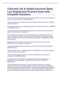 Colorado Life & Health Insurance State Law Supplement Practice Exam with Complete Solutions