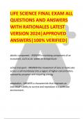 LIFE SCIENCE FINAL EXAM ALL  QUESTIONS AND ANSWERS  WITH RATIONALES LATEST  VERSION 2024&vert;APPROVED  ANSWERS&vert;100&percnt; VERIFIED&vert; 
