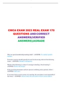 CMCA EXAM 2023 REAL EXAM 170 QUESTIONS AND CORRECT ANSWERS(VERIFIED ANSWERS)|AGRADE