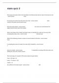 stats quiz 2 Exam Questions Written With 100&percnt; Verified Answers&period;