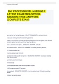 PN2 PROFESSIONAL NURSING 2 LATEST EXAM 2023 &lpar;SPRING SESSION&rpar; TRUE ANSWERS &lpar;COMPLETE EXAM&rpar;