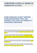 CCMA EXAM 2023 LATEST VERIFIED EXAM GUARANTEED PASS 100&percnt; CORRECT SOLUTION 180 CORRECTLY ANSWERED QUESTIONS