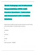 TExES Pedagogy and Professional Responsibilities &lpar;PPR&rpar; &lpar;160&rpar; Practice Questions - Instruction and Assessment with Complete Solutions
