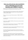WGU 214&period; FINANCIAL MANAGEMENT  PVCC UPDATED ACTUAL Exam  Questions and CORRECT Answers