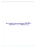 Med surg hesi test questions 2022/2023 and all answers verified correct