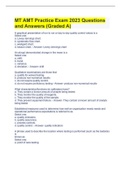 MT AMT Practice Exam 2023 Questions and Answers &lpar;Graded A&rpar;