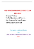 HESI RN PEDIATRICS PROCTORED EXAM (NEW 2023,38 EXAM SETS)/ RN PEDIATRICS HESI PROCTORED EXAM (NEW 2023,38 EXAM SETS) / RN HESI PEDIATRICS PROCTORED EXAM (NEW 2023,38 EXAM SETS):100% CORRECT & VERIFIED