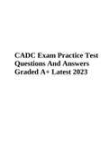 CADC Exam Practice Test Questions And Answers Graded A+ Latest 2023