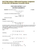 MAT3706 Ordinary Differential Equations Assignment 01 2022/2023 All Questions Accurately Solved.