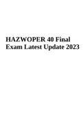 HAZWOPER 40 Final Exam Latest Update 2023 | Rated A+
