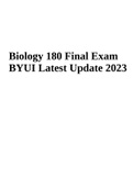 Biology 180 Final Exam BYUI Latest Update 2023 Rated 100%