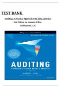 TEST BANK - Auditing&colon; A Practical Approach with Data Analytics 2nd Edition by Johnson & Wiley&comma; All Chapters 1 to  16 complete Verified editon ISBN&colon;9781119786085