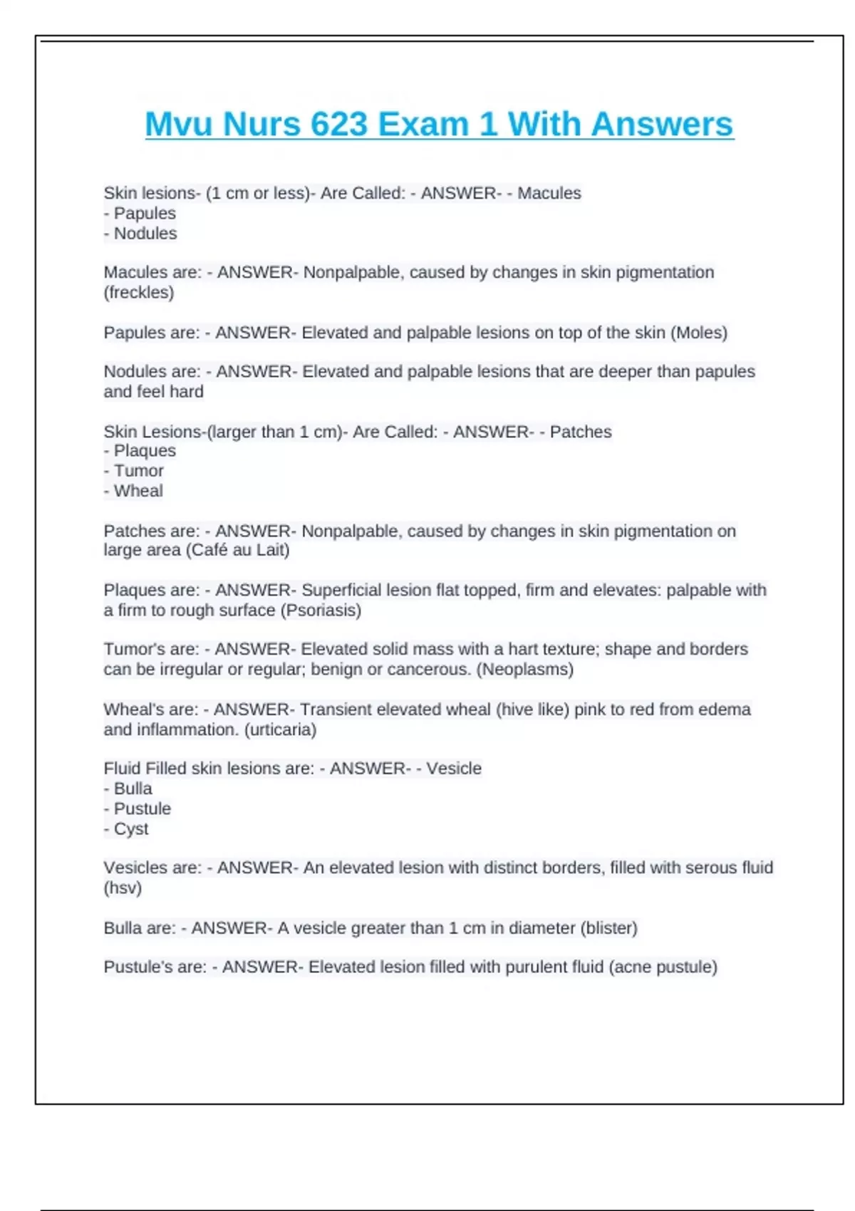 Mvu Nurs 623 Exam 1 With Answers NURS 623 Stuvia US Mvu Nurs 623 Exam 1 With Answers NURS 623 Stuvia US