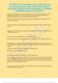 OPTOMETRY CALIFORNIA LAW EXAM 2023-2024  ACTUAL EXAM 300&plus; QUESTIONS AND CORRECT  DETAILED ANSWERS WITH RATIONALES &lpar;VERIFIED  ANSWERS&rpar; &vert;ALREADY GRADED A&plus;