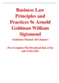 Business Law Principles and Practices 9e Arnold Goldman William Sigismond (Solution Manual)