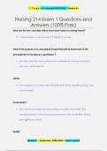 Nursing 214 Exam 1 Questions and  Answers &lpar;100&percnt; Pass&rpar;