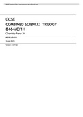 AQA GCSE COMBINED SCIENCE TRILOGY&colon;8464&sol;C&sol;1H JUNE 2020 VERSION 1&period;O FINAL MARK SCHEME