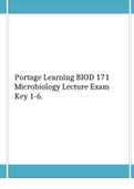 Portage Learning BIOD 171 Microbiology Lecture Exam Key 1-6.