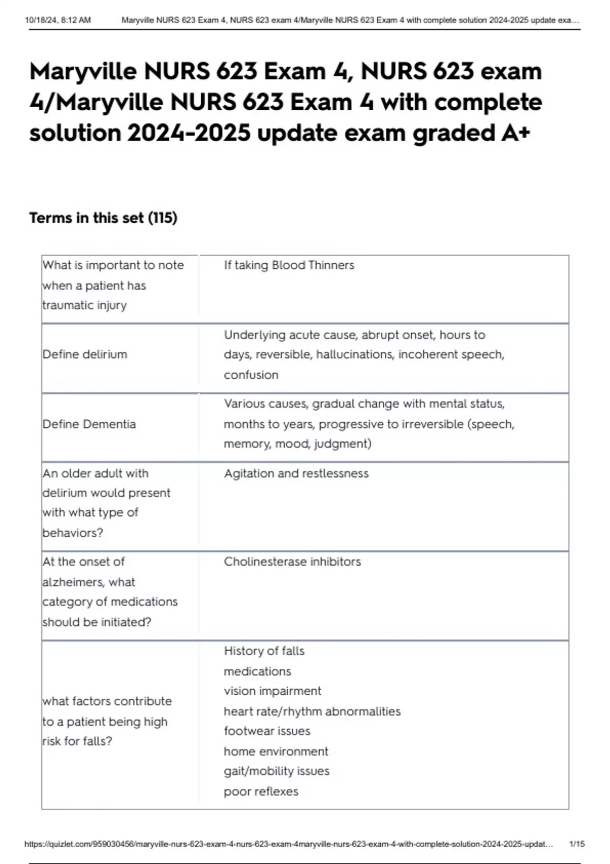 Eham 4 Maryville NURS 623 Exam 4, NURS 623 exam 4/Maryville NURS 623 Exam 4 ...