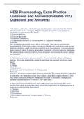 HESI Pharmacology Exam Practice Questions and Answers(Possible 2022 Questions and Answers)