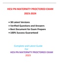 HESI PN MATERNITY PROCTORED EXAM (NEW 2023,38 EXAM SETS) / PN MATERNITY HESI PROCTORED EXAM (NEW 2023,38 EXAM SETS) / PN HESI MATERNITY PROCTORED EXAM (NEW 2023,38EXAM SETS):100% CORRECT & VERIFIED