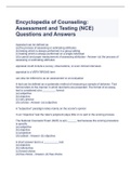 Encyclopedia of Counseling: Assessment and Testing (NCE) Questions and Answers