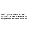 PALS Updated FINAL EXAM 2022/2023 (50 VERIFIED Q & A). All Questions Answered Rated A+.