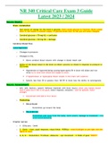 NR 340 &lpar;Latest 2023 &sol; 2024&rpar; Critical Care Exam 3 Guide Graded A&plus; Solved 100&percnt; Correct