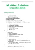 NR 340 &lpar;Latest 2023 &sol; 2024&rpar; Peds Study Guide Graded A&plus; Solved 100&percnt; Correct