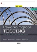 COMPLETE - Elaborated Test Bank for Psychological Testing-Principles, Applications, and Issues 9Ed.by Robert M. Kaplan & Dennis P. Saccuzzo. ALL Chapters  1-21 Included and updated for 2023