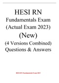 HESI RN Fundamentals Exam (Actual Exam 2023) (New) (4 Versions Combined) Questions & Answers
