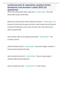 cardiovascular & respiratory systems Exam Questions and Answers Latest 2023&period; 