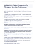 WGU C211 - Global Economics For Managers Question And Answers 
