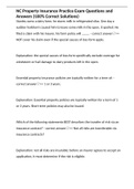 NC Property Insurance Practice Exam Questions and Answers &lpar;100&percnt; Correct Solutions&rpar;