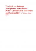 Test Bank For Strategic Management and Business Policy&comma; Globalization&comma; Innovation and Sustainability 16th Edition&comma; Global Edition