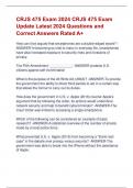 CRJS 475 Exam 2024 CRJS 475 Exam  Update Latest 2024 Questions and  Correct Answers Rated A&plus;