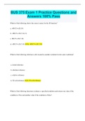 BUS 375 Exam 1 Practice Questions and Answers 100% Pass