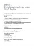 ONS&sol;ONCC Chemotherapy&sol;Immunotherapy Lesson 13&colon; Safe Handling questions and answers rated A&plus; 2025&sol;2026