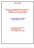 Test Bank for Planning an Applied Research Project in Hospitality&comma; Tourism&comma; and Sports&comma; 1st Edition by Mayo &lpar;All Chapters included&rpar;