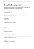 Texas MPJE exam practice questions with 100&percnt; correct answers