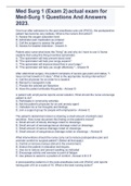 Med Surg 1 (Exam 2) actual exam for Med-Surg 1 Questions And Answers 2023.