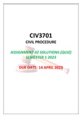 CIV3701 ASSIGNMENT 02 SOLUTIONS, SEMESTER 1, 2023