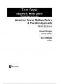 Test Bank For American Social Welfare Policy&colon; A Pluralist Approach 9th Edition Howard Karger&comma; All Chapters 1-19