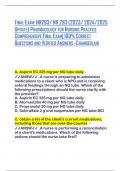FINAL EXAM&colon; NR293&sol; NR 293 &lpar;2023&sol; 2024&sol;2025 UPDATE&rpar; PHARMACOLOGY FOR NURSING PRACTICE COMPREHENSIVE FINAL EXAM&vert; 100&percnt; CORRECT QUESTIONS AND VERIFIED ANSWERS -CHAMBERLAIN