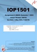 IOP1501 Assignment 2 (QUIZ) Semester 1 2023 (780783)