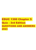 EDUC 1300 Chapter 5 Quiz - 3rd Edition QUESTIONS AND ANSWERS 2023