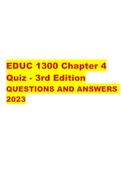 EDUC 1300 Chapter 4 Quiz - 3rd Edition QUESTIONS AND ANSWERS 2023