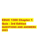EDUC 1300 Chapter 1 UPTO 8 Quiz - 3rd Edition QUESTIONS AND ANSWERS 2023