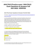 AHA PALS Practice exam / AHA PALS Exam Questions & Answers Fall 2021/2022. VERIFIED