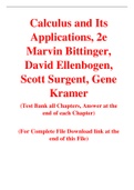 Calculus and Its Applications, 2e Marvin Bittinger, David Ellenbogen, Scott Surgent, Gene Kramer (Solution Manual with Test Bank)	